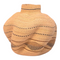 Handwoven pot basket made from natural elephant grass with round base and narrow top, crafted in Ghana.”