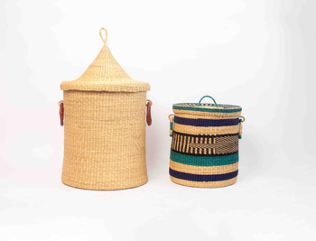 Eco-friendly woven laundry basket from Ghana, perfect for clothes and home storage