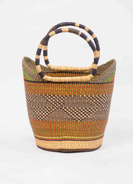 Earth-Tone Handwoven Bolga Basket – African Market Tote Bag