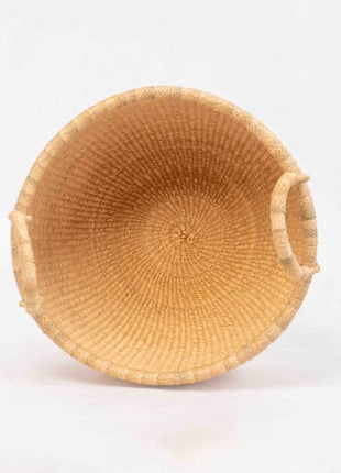 Natural Handwoven Bolga Basket – Round Storage Basket with Handles