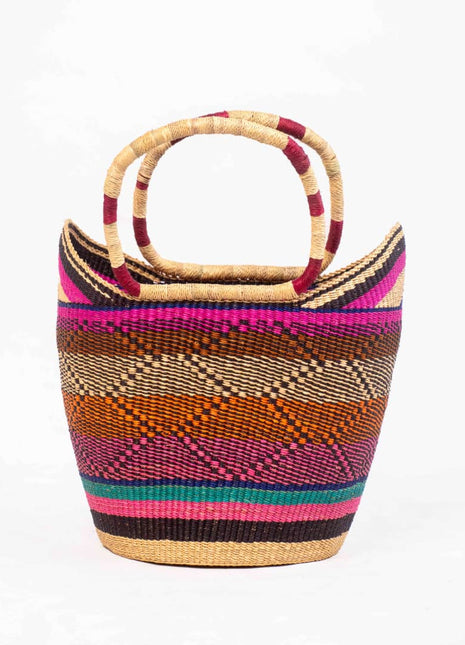 Handwoven Bolga Tote – Vibrant African Market Basket from Ghana