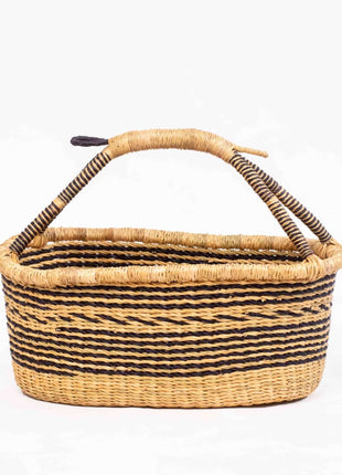 Handwoven Oval Bolga Basket with Handle – Bread or Fruit Basket