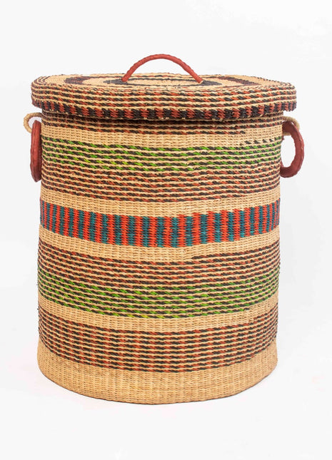 Large Bolga Laundry Basket with Lid – Handmade Storage