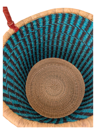 Blue & Black Woven Laundry Basket – African Bolga Storage Hamper