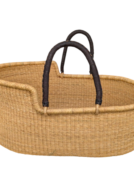 Natural Handwoven Moses Basket – Baby Bassinet with Handles
