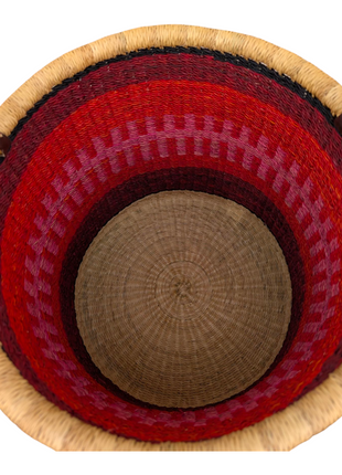 Red & Pink Handwoven Laundry Basket – African Bolga Storage Hamper